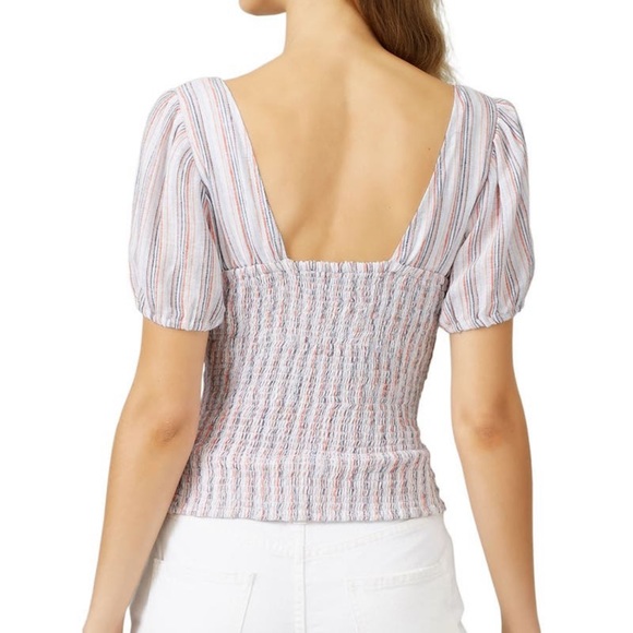 NWT Sanctuary Smocked Linen Top Poofy Sleeves XS - Picture 2 of 10